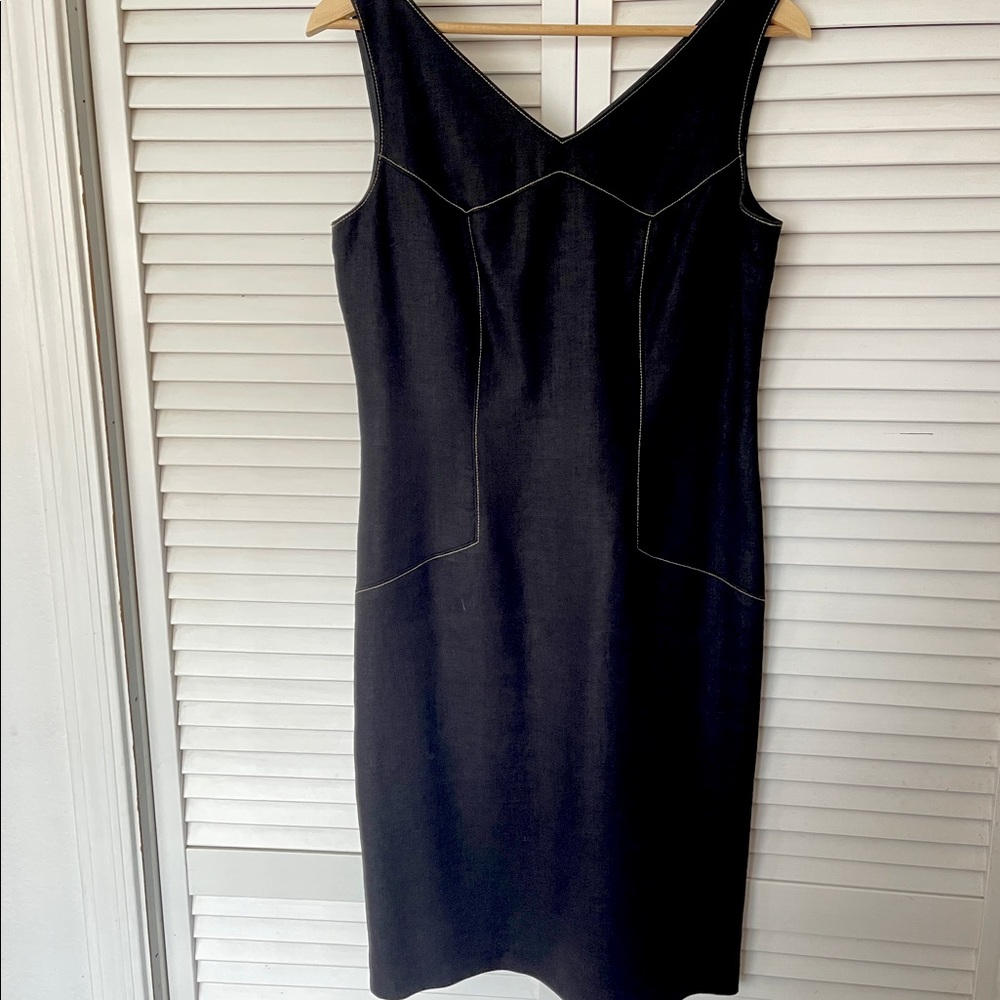 David Meister Linen Sheath Dress